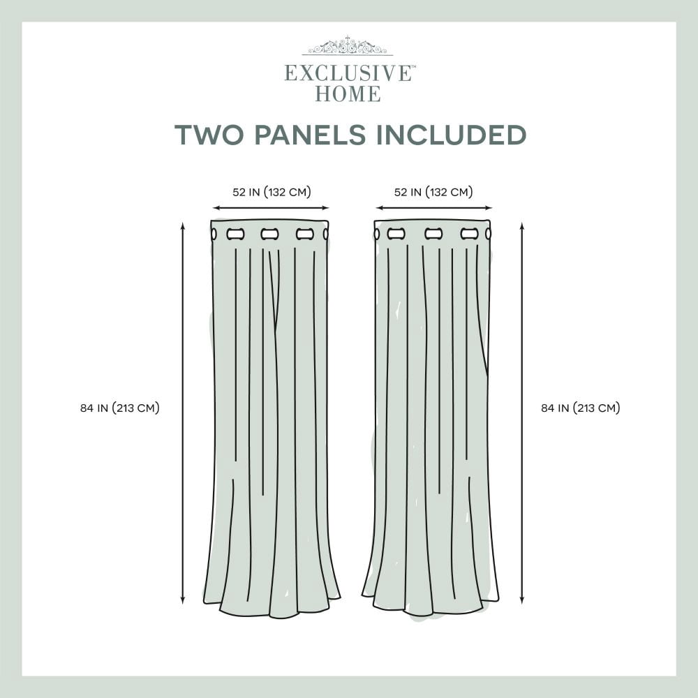 Nicole Miller Turion Floral Room Darkening Blackout Grommet Top Curtain Panel Pair, 52"x84", Linen