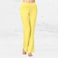 thumbnail image 6 of FUNUONY Big Sale!! Women Fold Over High Waist Cotton Stretch Flare Leg Boot Cut Yoga Pants Leggings Spring and Summer Yoga Pants with Pockets Outdoor Dance Flared Loose Straight Leg Pants Yellow S, 6 of 6