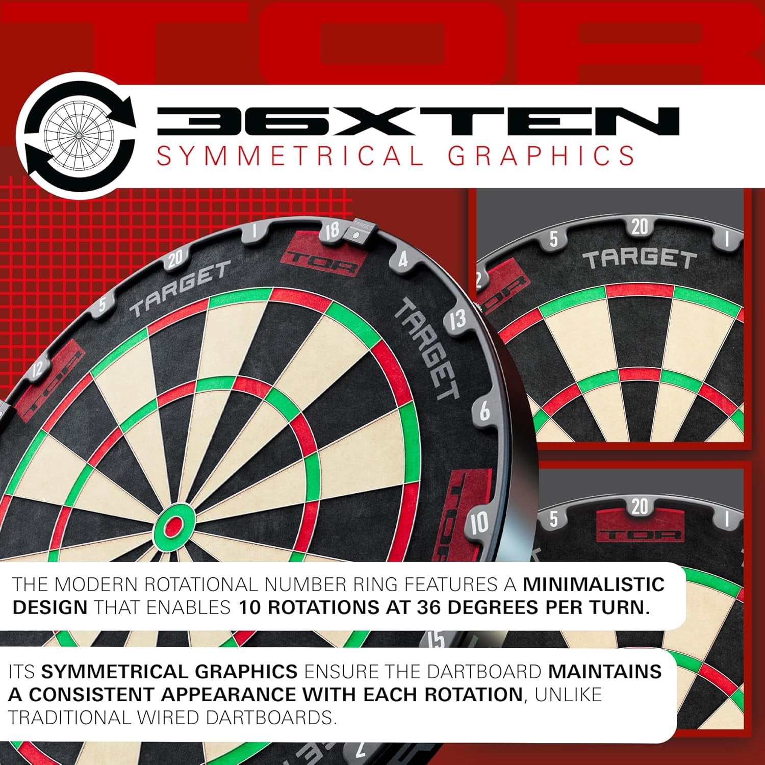 Target Darts TOR Dartboard, Steel Tip Dart Board,Competition Standard Steel Tip Dartboards with Fixing Kit, Modern Rotational Number Ring, Premium Madagascan Sisal, Stainless Steel Thin Wire System