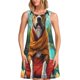thumbnail image 1 of Easygdp Meditating French Bulldog para Vestido Transpirable de Mujer, Vestido Suelto de Manga Corta con Pliegues y Bolsillos para el Verano, 1 of 7