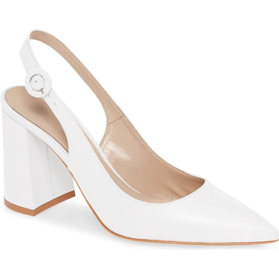 Women's Pointed Toe Block Heel Pumps Slingback Chunky Heel Slip On Work Party Dress Shoes