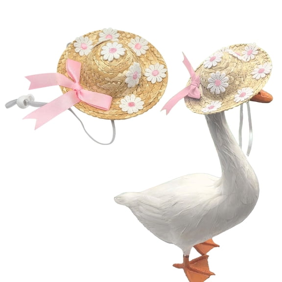 1 Porch Goose Summer Straw Hat Summer Hats For Porch Geese Adorable Flower Hats Colorful Options With Ribbon Accents For Outdoor Decor & Stylish Farmhouse Accents