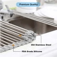 thumbnail image 3 of DISEN Roll Up Dish Drying Rack, Over The Sink Dish Rack Foldable, Heat-Resistant, Anti-Slip Silicone Coated Steel Dish Drainer for Kitchen Sink Counte,Multipurpose Roll Up Sink Drying Rack 17.8''x13'', 3 of 5
