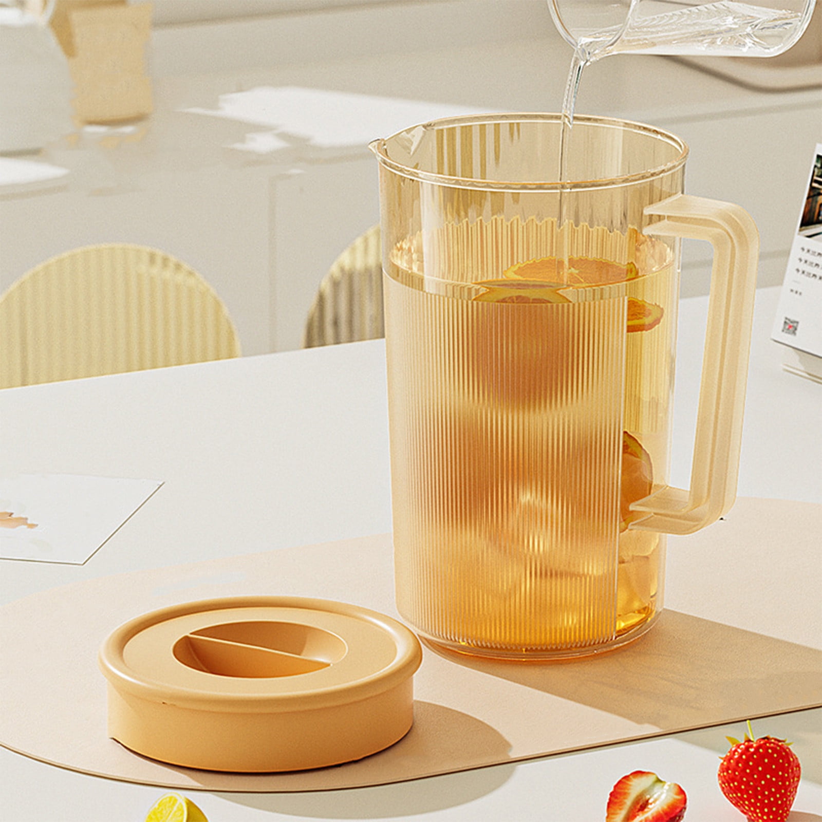 openpig Plastic Pitcher with Lid BPA-FREE Eco-Friendly Carafes Mix Drinks Water Jug for Hot/Cold Lemonade Juice Beverage Jar Ice Tea Kettle