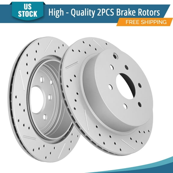 YXPCARS 2PCS Rear Brake Rotors(120.42086), Drilled & Slotted Disc Rotors Kit for Nissan Pathfinder 2005-2012 All Models