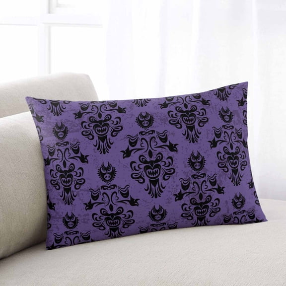 Halloween Throw Pillow Covers, Purple Black Haunted-House Fall Seasonal Soft Breathable Pillow Cases with Invisible Zipper for Sleeping, Queen Size Pillowcases for Couch Bed Sofa Chair 20x30 Inches