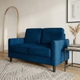 thumbnail image 2 of Home Design Goliad Velvet Arm Loveseat with Pocket Spring, Soft Cushions, Clean Lines Design, Blue, 2 of 10