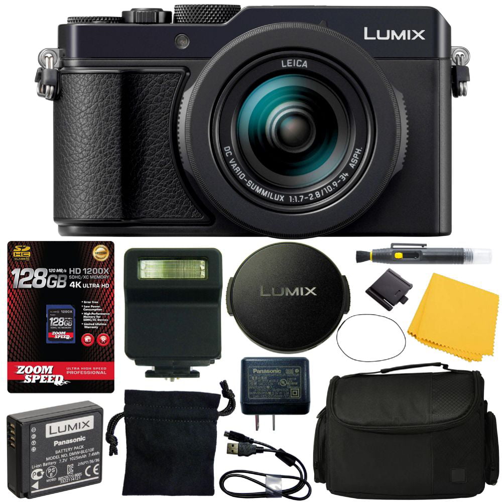 vrouw ambitie terrorisme Panasonic Lumix DC-LX100 II Digital Camera (Black) (DC-LX100M2) + 128GB 4K  AOM Pro Kit - Walmart.com