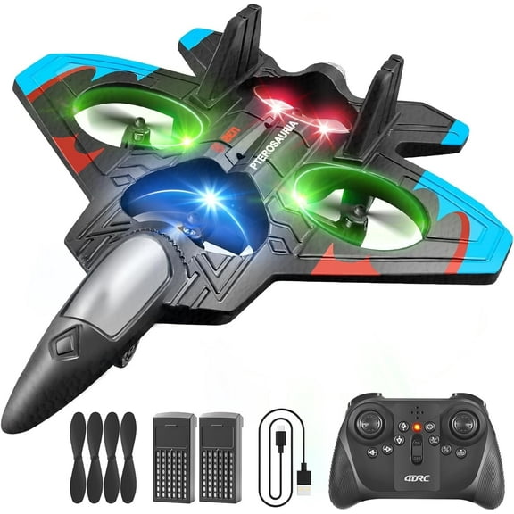 4DRC V32 Foam RC Planes for Kids Adults 8-16, RC Airplane Fighter Jet with Light, 360° Flip Fighter Jet Toy, Stunt Roll, Airplane Toy Gifts for Kids Boys