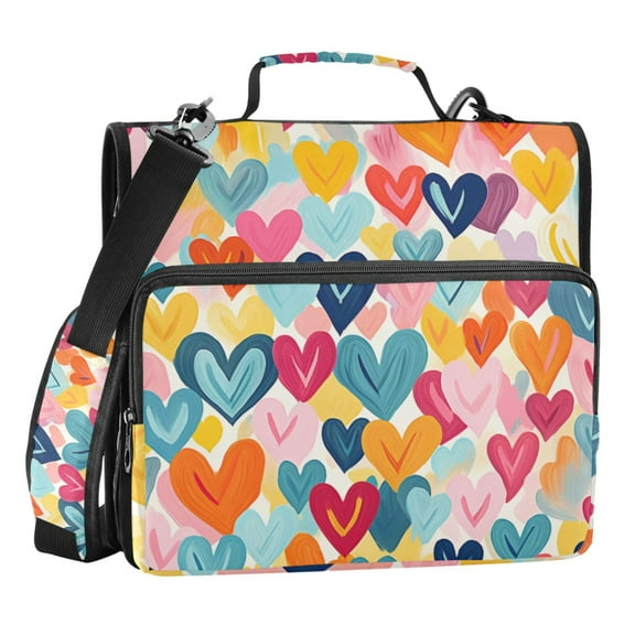 ALAZA Zipper Binder Hearts Valentine 3 Ring Trapper Keeper File Folder Organizer Bag