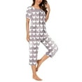 thumbnail image 4 of MuZeFu Women'S Pajama Sets Short Sleeve Shirt and Capri Soft Pajama Sets Women's Round Neck Heart Print Short Sleeve Sleepshirt And Pants Sets Loungewear Pajamas With Pockets, 4 of 6