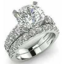 3.58CT Round Diamond Lab Created (VVS1,D) 14K White Gold Halo Rings Fine Jewelry for Women Gifts