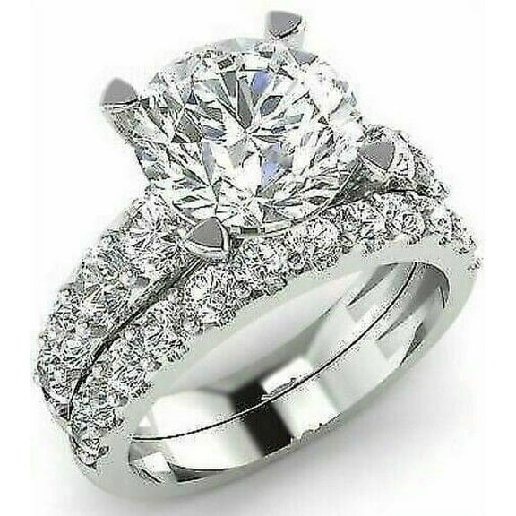 3.58CT Round Diamond Lab Created (VVS1,D) 14K White Gold Halo Rings Fine Jewelry for Women Gifts