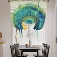 thumbnail image 4 of Blue Green Seagrass Tie Up Curtain 45 Inches Long, Vintage Art Watercolor Texture Balloon Style Kitchen Window Curtain Over Sink, Small Window Rod Pocket Curtain 42"x45", 4 of 9
