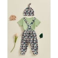 thumbnail image 6 of Baby Toddler 3Pcs Summer Outfits 3 6 12 Months Short Sleeve Duck Embroidery Romper + Pants + Hat Set Infant Clothes, 6 of 9