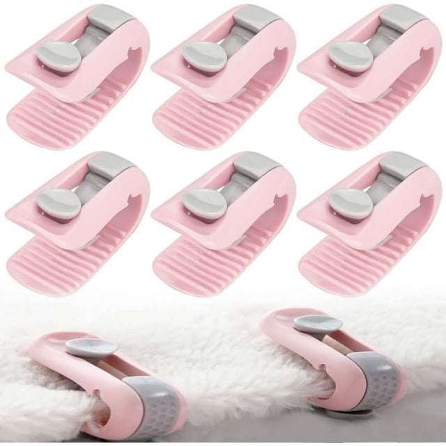 pinzas de plástico para funda de edredón, 53 x 26 x 20 cm, reutilizables, antideslizantes, con caja de almacenamiento para colchas, mantas y ropa, color rosa