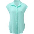 thumbnail image 3 of Cotton linen shirts for women Button Down Short Sleeve Tops V Neck Casual Loose Fit Blouses Solid Summer Beach Blouses Tops Casual Clothes, 3 of 3