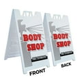 thumbnail image 2 of A-frame Sidewalk Body Shop Free Estimates 24" x 36" Double Sided A-Frame Sidewalk Sign, Includes 2 Plastic Inserts | Foldable Portable White Signicade Sandwich Board Signs, 2 of 5