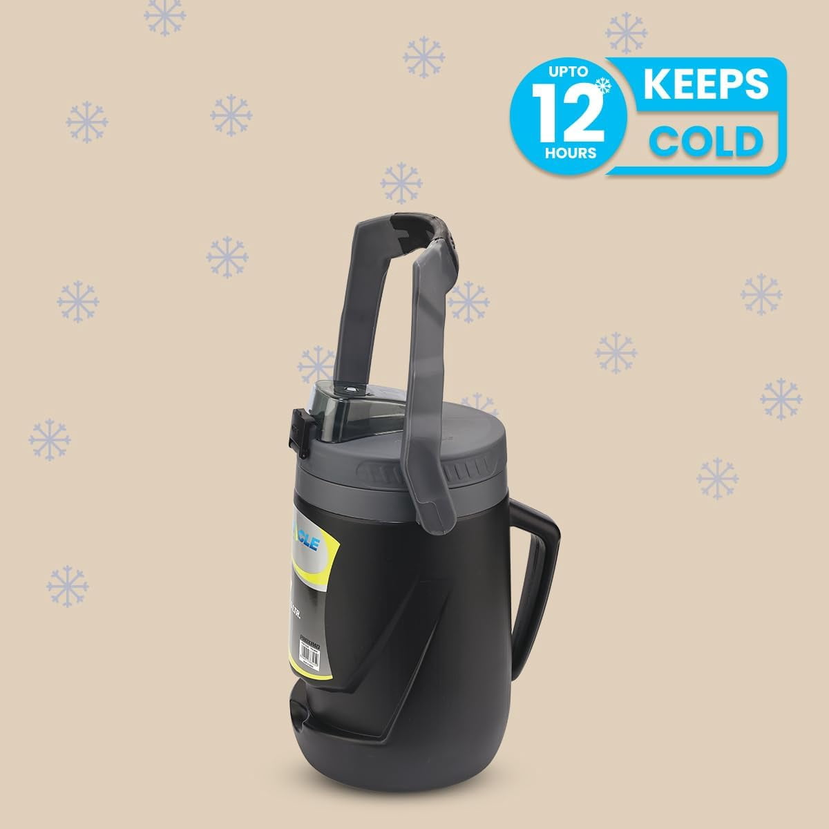 Pinnacle Thermoware Insulated Water Jug with Spout 85 Oz Large Water Bottle with Easy to Carry Handle - Black