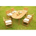 thumbnail image 4 of Teak Dining Set: 6 Seater 7 Pc: 117" Double Extensions Oval Dining Table & 6 Devon Arm/Captain Chairs Outdoor Patio Grade-A Teak Wood WholesaleTeak #WMDSDVw, 4 of 6