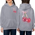 thumbnail image 2 of HCYSFG Girls Cherry Graphic Zip Up Hoodies Hooded Long Sleeve Sweatshirt Jackets Front Closure With Pockets Relaxed Fit Casual Tops, 2 of 5