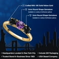 thumbnail image 2 of Gem Stone King 10K Yellow Gold Purple Amethyst and Black Sapphire Engagement Ring for Women | 1.86 Cttw | Round 5MM | Gemstone February Birthstone | Size 8, 2 of 6