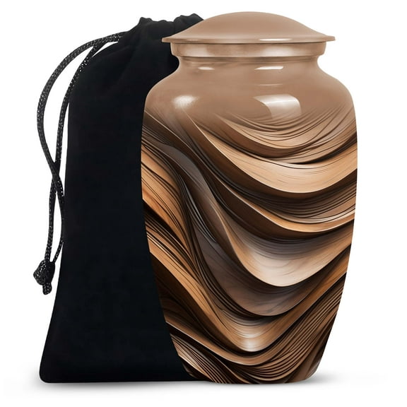 Organic Wooden Waves Adult Urns For Human Ashes - Large Urns For Human Ashes Adult Male - Large Cremation Urns For Human Ashes - Urns For Burial - Ashes Holder (Size -10inch)