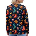 thumbnail image 4 of Women's Fashion Long Sleeve Christmas Snowman Snowflake Print Jacket Cardigan for Holiday Party and Casual Daily Wear,Dark Blue,XL, 4 of 7