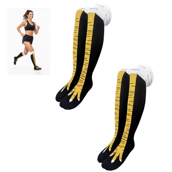 Lyxbone 2 Pairs Chicken Leg Socks for Women Men, Funny Novelty Chicken Feet Knee High Socks, White Elephant Gag Gift for Adults Halloween Thanksgiving Party