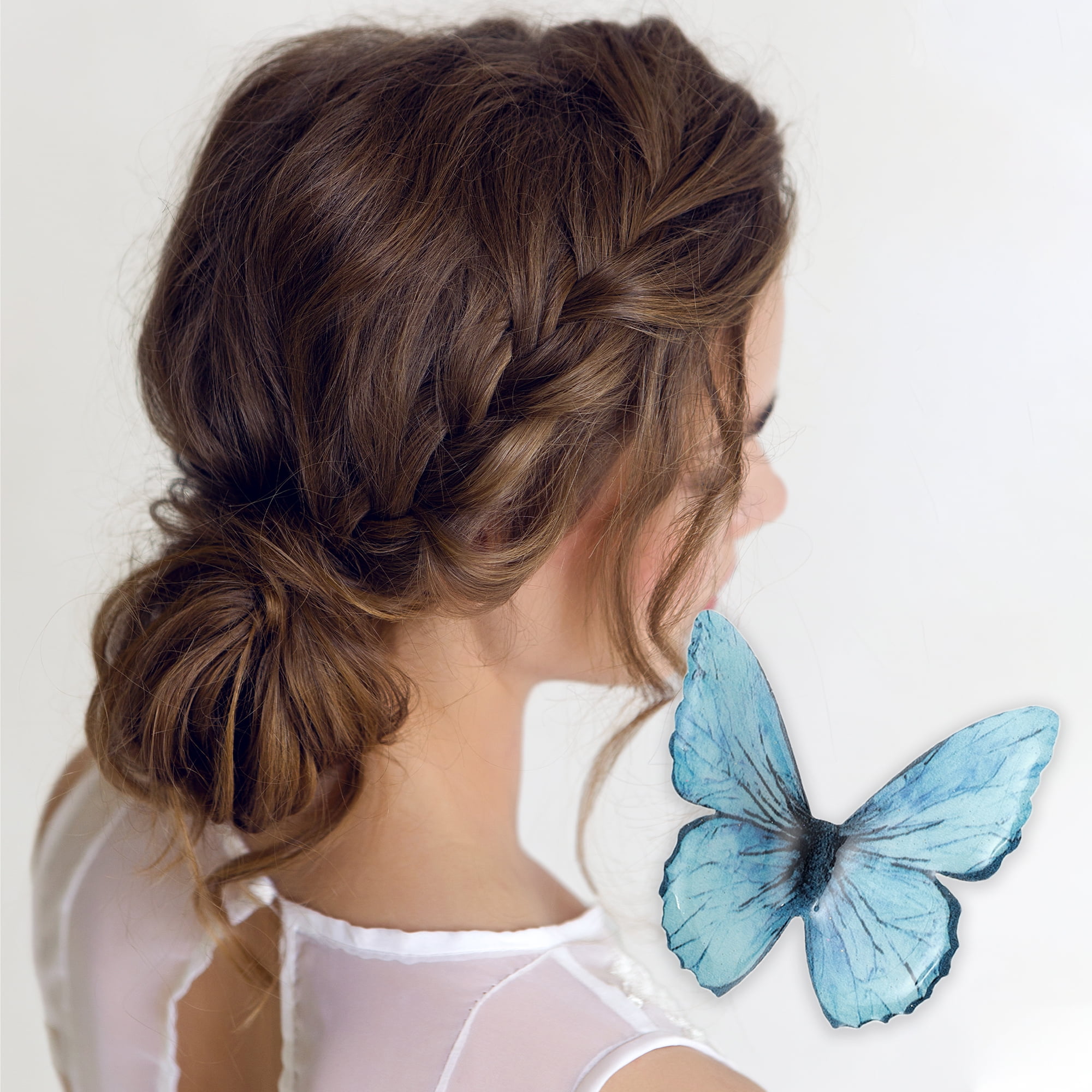 Unique Bargains Halloween Christmas Duckbill Butterfly Hair Clips 3 Pcs Blue Black