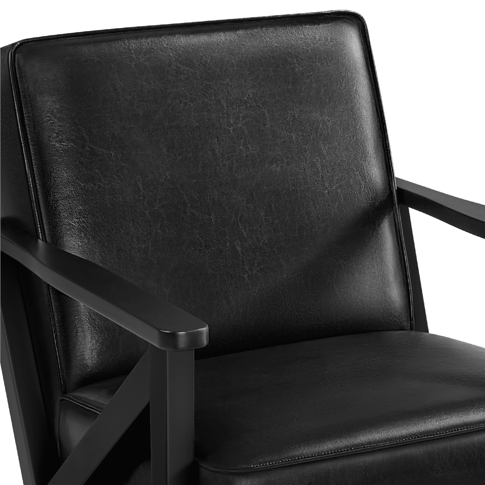 Renwick Modern Faux Leather Accent Chair for Living Room, Black