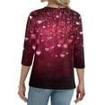 thumbnail image 5 of Valentines Shirts Women Plus Size Holiday 3/4 Sleeve Tunic Tops Funny Love Heart Printed T-Shirts Casual Button V Neck Pullover Loose Three Quarter Length Blouses Pink L, 5 of 5