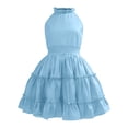 thumbnail image 7 of Ruyang Teen Girls Halter Sleeveless Dresses Ruffle Hem Slim Fit A-Line Swing Dresses Summer Trendy Solid Casual Breathable Skirts, 7 of 7