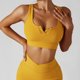 thumbnail image 3 of Sujetador deportivo, ropa deportiva de nailon, Bralette sin costuras con cuello en U transpirable de secado rápido a prueba de golpes de alta resistencia para gimnasio, al aire libre(M-amarillo), 3 of 5