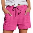 thumbnail image 5 of Shorts for Women Running Swim Athletic Solid Color Wrinkle Cloth High Waist Pocket Shorts, 5 of 7