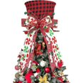 thumbnail image 1 of Christmas Tree Topper Hat - Large Red Plaid Velvet Bowler Derby Hat With Bowknot Ribbon Valentines Day Desktop, 1 of 2