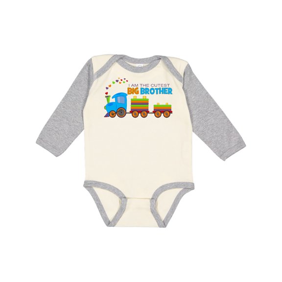 Inktastic I am the Cutest Big Brother - Train Boys Long Sleeve Baby Bodysuit