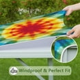thumbnail image 6 of Tie Dye Soft Petal Ring Pattern Square Fitted Tablecloth with Elastic Edge,Square Table Cover,Washable Elastic Table Cover for Home Kitchen Party Decor 34"x34", 6 of 6