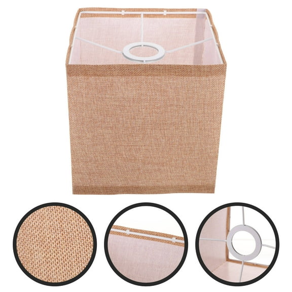 MERRYHAPY Square Linen Fabric Lamp Shade, 2pcs E27 Clip-On Burlap Light Covers, Replacement for Chandeliers, Table, Floor Lamps, Wall Sconces