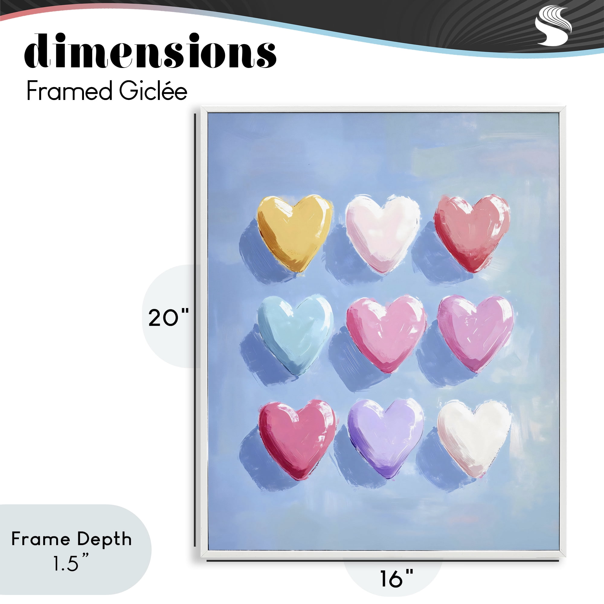 Stupell Industries Pastel Heart Grid White Framed Giclee Art, design by The Prints Vibe
