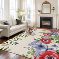 thumbnail image 3 of Independence Day Washable Area Rug 5 x 7 ft Purple Red Poppy Flowers Vintage, Soft Non Slip Rugs Stain Repellent Indoor Felt Carpet for Living Dining Room Bedroom Home Office, 3 of 9