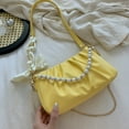 thumbnail image 5 of New fashion artificial leather cloud bag chain clutch bag underarm bag diagonal shoulder bag - yellow, 5 of 5