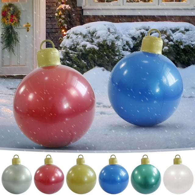 Large 60cm Inflatable Christmas Ball Decorations for Outdoor Yard & Tree - PVC Holiday Decor