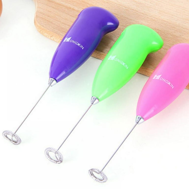 4 Colors Mini Electric Hand-Held Whisk Mixer,Portable Electric Egg Beater Coffee Milk Drink Frother Foamer Whisk Mixer Kitchen Tool, Purple