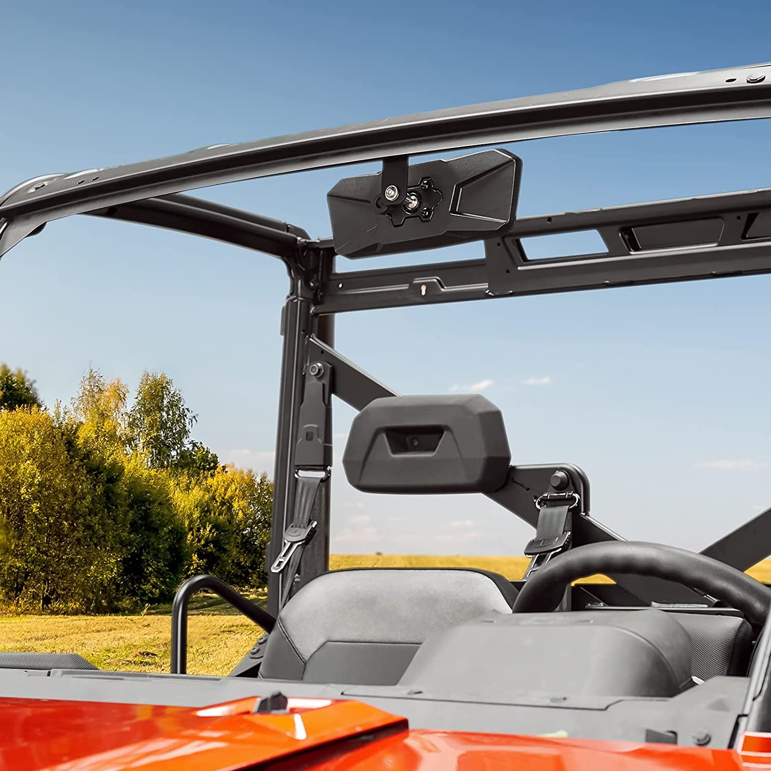 KEMIMOTO UTV Rear View Mirror Center Mirror Compatible with Polaris Ranger 500 570 900 XP 1000XP Crew 2017-2023, Require Factory Drop Down Mounting Tab