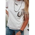 thumbnail image 5 of Women's White RODEO Horseshoe Embroidered Patch Pocket T-Shirt - Trendy Casual Tee | [ZhiHiMeRi] | (US 12-14)L, 5 of 12