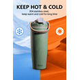 thumbnail image 2 of 30oz Thermal Insulated Stainless Steel Water Bottle with Straw and Handle, BPA-Free, Leak-Proof, Hot & Cold Travel Tumbler- Green, 2 of 5