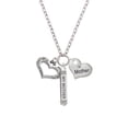 thumbnail image 2 of Delight Jewelry Silvertone Heart with 3 AB Crystals - Courage Strength Wisdom Always My Mother Bar Zoe Necklace, 2 of 4