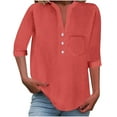 thumbnail image 2 of Xdegoge My Purchase History Henley Shirts for Women Cotton Button Up Shirt Summer Trendy 3/4 Sleeve V Neck Blouses Lightweight Breathable Tunic Tops Beach Vacation Clothes Cancel My Order, 2 of 7