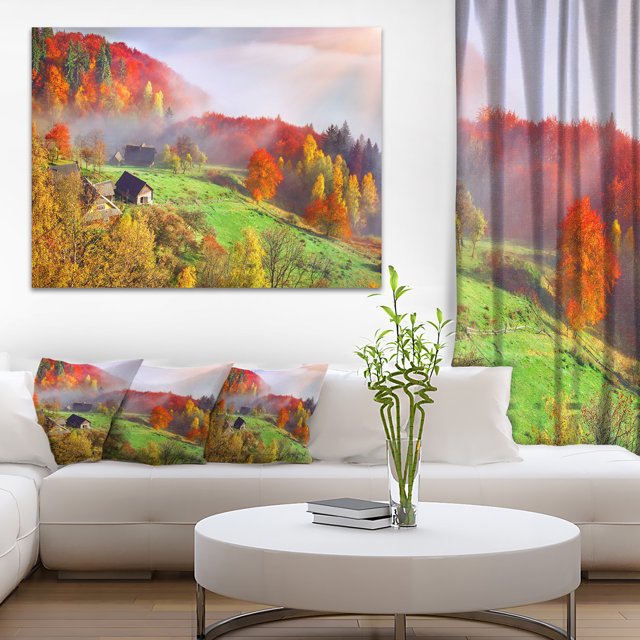 Colorful Mountain Village - Landscape Photo Canvas Art Print